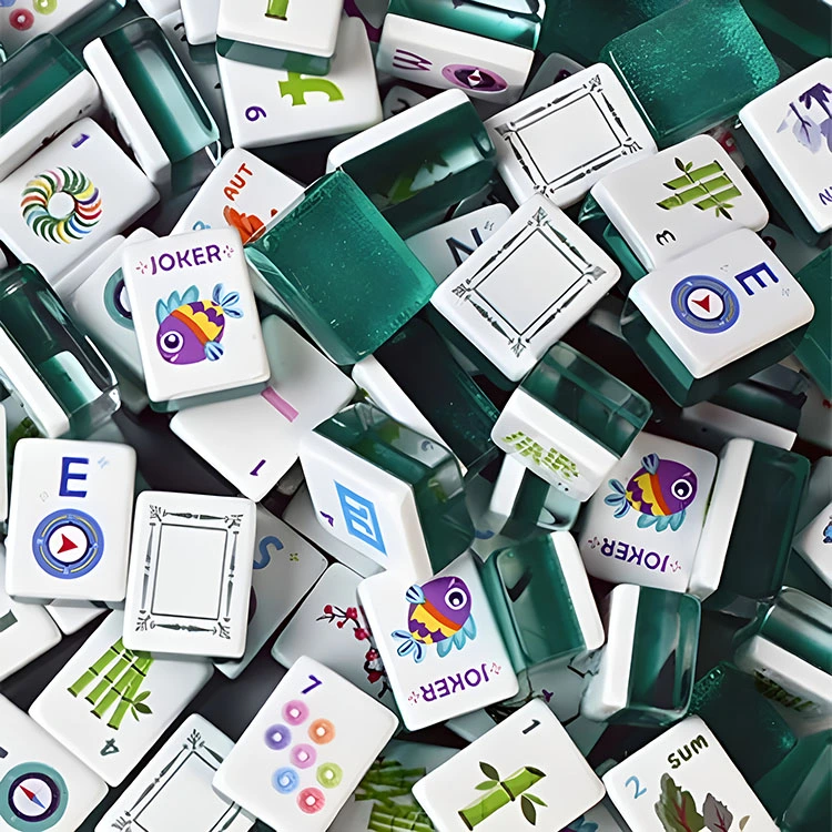 Emerald Green Crystal Clear Acrylic Mahjong Tiles product image