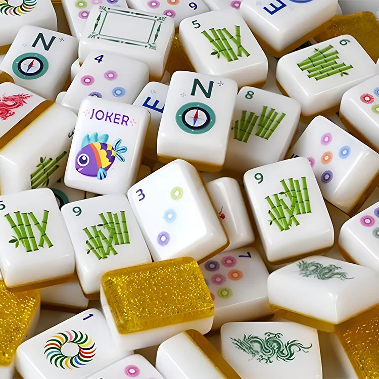 Golden Glitter Acrylic Mahjong Tiles product image