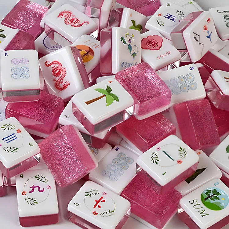 Pink Glitter Acrylic Mahjong Tiles product image